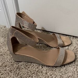 Mix No. 6 Beige and Glittering Silver Wedges
